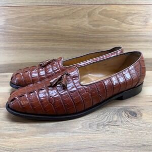 PERRINI Genuine Alligator Mens 13 Tassel Slip On Dress Shoes ITALY Exotic
